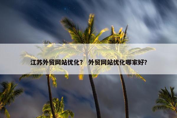 江苏外贸网站优化？ 外贸网站优化哪家好？