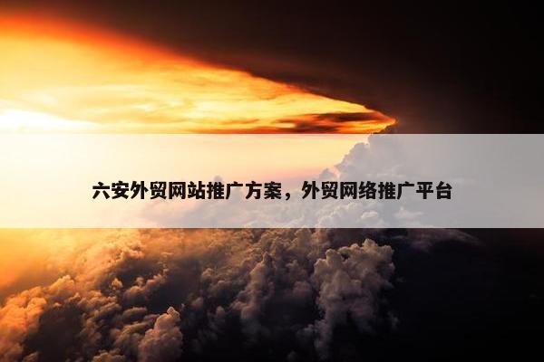 六安外贸网站推广方案，外贸网络推广平台