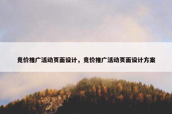 竞价推广活动页面设计，竞价推广活动页面设计方案