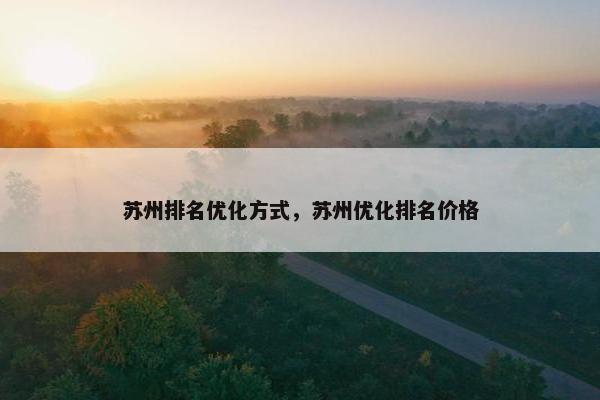 苏州排名优化方式，苏州优化排名价格