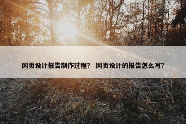 网页设计报告制作过程？ 网页设计的报告怎么写？