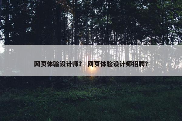 网页体验设计师？ 网页体验设计师招聘？