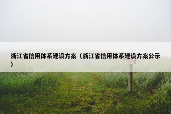 浙江省信用体系建设方案（浙江省信用体系建设方案公示）