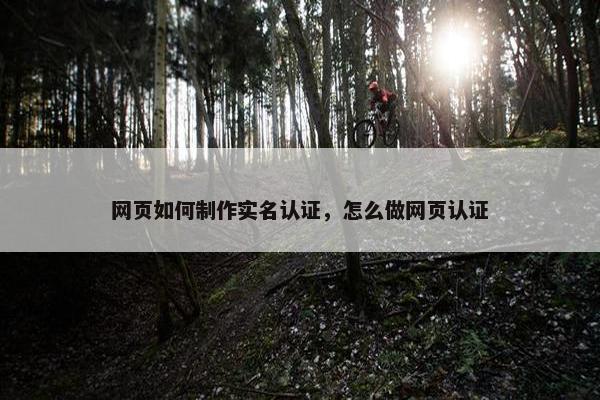 网页如何制作实名认证，怎么做网页认证