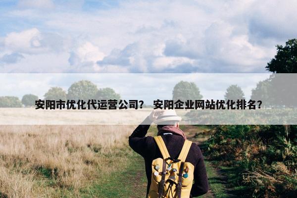 安阳市优化代运营公司？ 安阳企业网站优化排名？