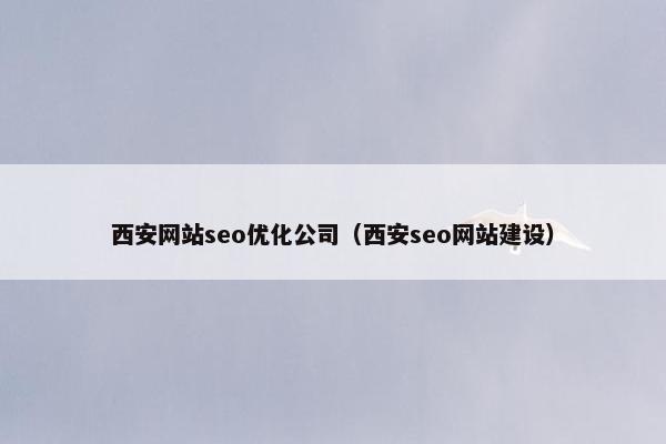 西安网站seo优化公司（西安seo网站建设）