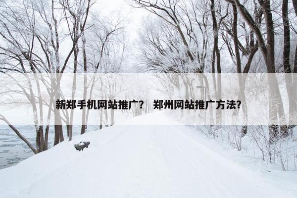 新郑手机网站推广？ 郑州网站推广方法？