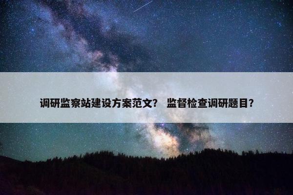 调研监察站建设方案范文？ 监督检查调研题目？