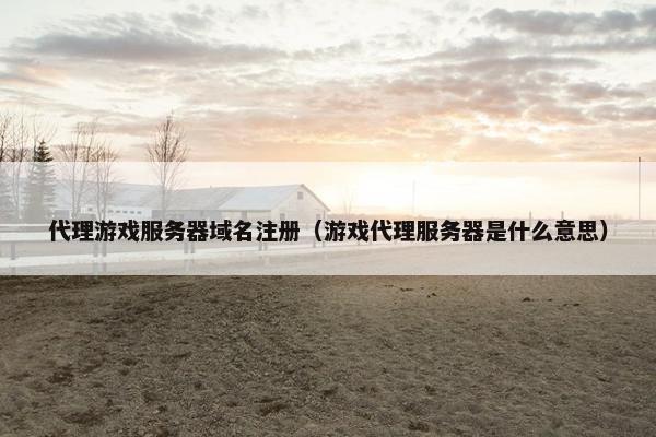 代理游戏服务器域名注册（游戏代理服务器是什么意思）
