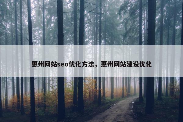惠州网站seo优化方法，惠州网站建设优化
