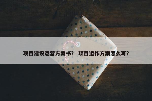 项目建设运营方案书？ 项目运作方案怎么写？