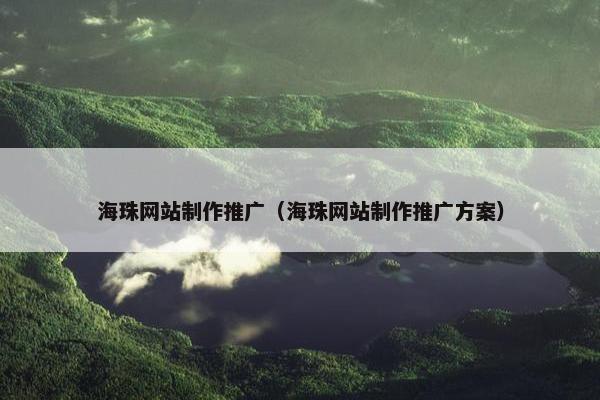 海珠网站制作推广（海珠网站制作推广方案）