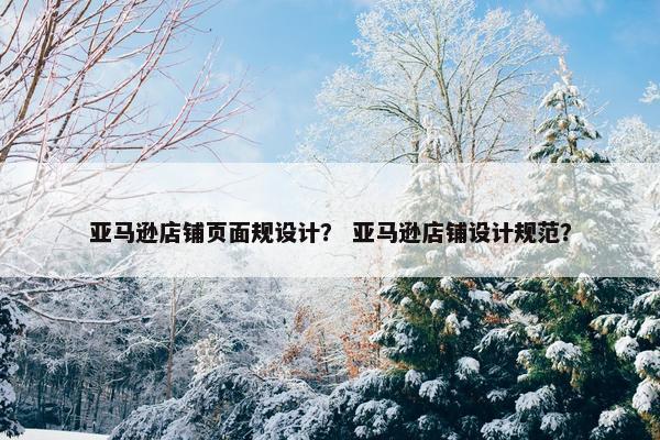 亚马逊店铺页面规设计？ 亚马逊店铺设计规范？