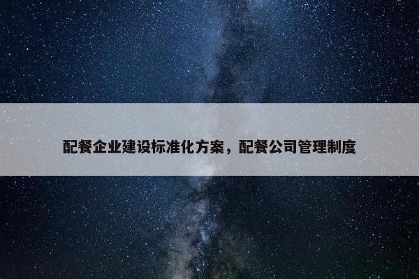 配餐企业建设标准化方案，配餐公司管理制度