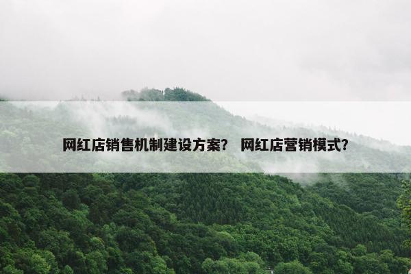 网红店销售机制建设方案？ 网红店营销模式？