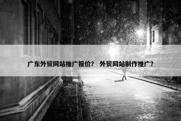 广东外贸网站推广报价？ 外贸网站制作推广？