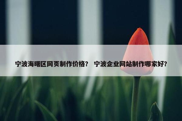 宁波海曙区网页制作价格？ 宁波企业网站制作哪家好？