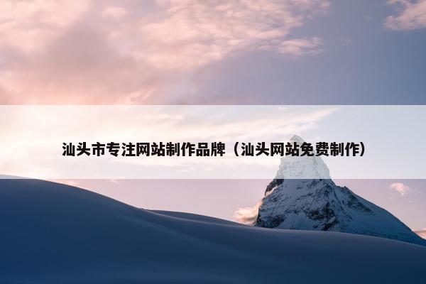 汕头市专注网站制作品牌（汕头网站免费制作）
