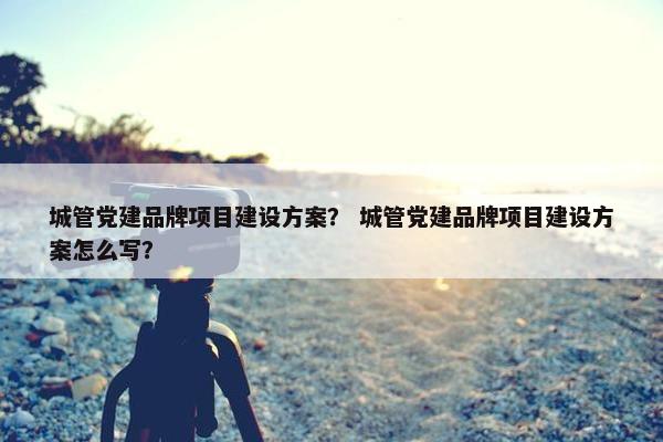 城管党建品牌项目建设方案？ 城管党建品牌项目建设方案怎么写？