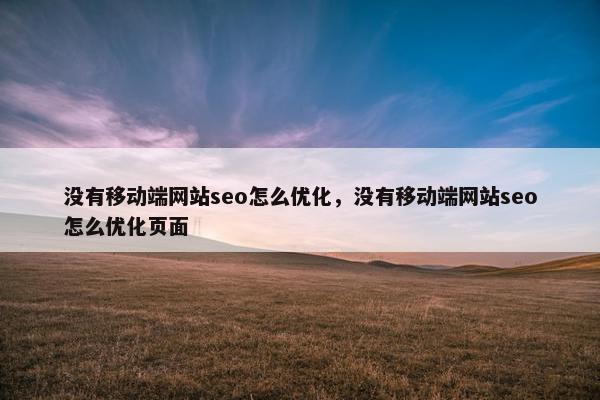 没有移动端网站seo怎么优化，没有移动端网站seo怎么优化页面