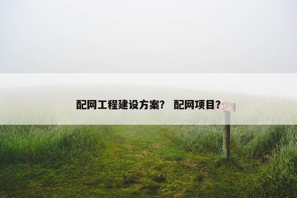 配网工程建设方案？ 配网项目？