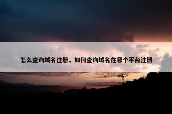 怎么查询域名注册，如何查询域名在哪个平台注册