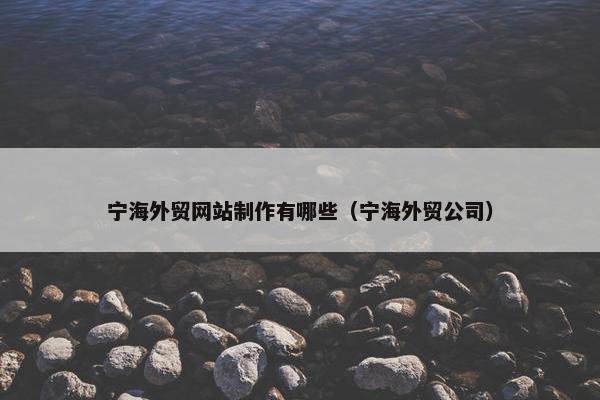 宁海外贸网站制作有哪些（宁海外贸公司）
