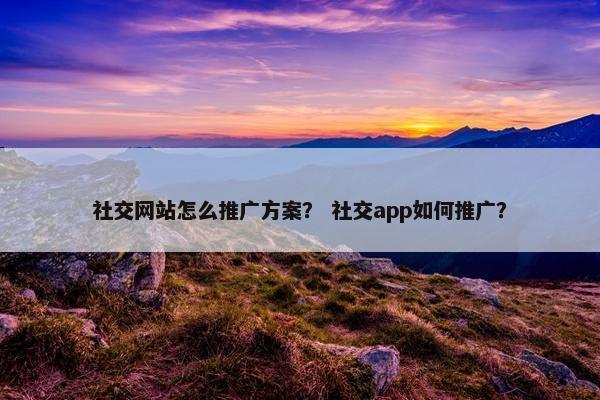 社交网站怎么推广方案？ 社交app如何推广？
