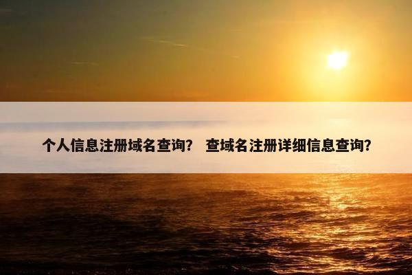 个人信息注册域名查询？ 查域名注册详细信息查询？