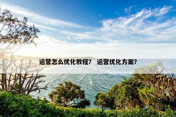 运营怎么优化教程？ 运营优化方案？