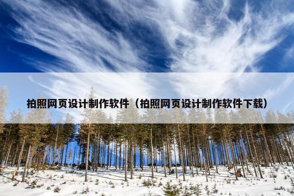拍照网页设计制作软件（拍照网页设计制作软件下载）