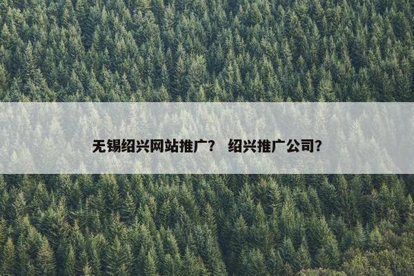 无锡绍兴网站推广？ 绍兴推广公司？