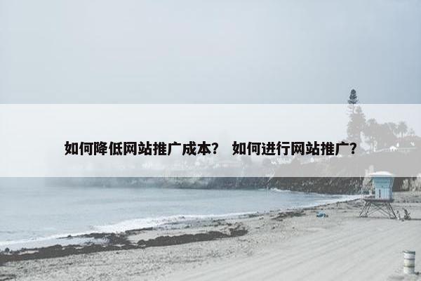如何降低网站推广成本？ 如何进行网站推广？