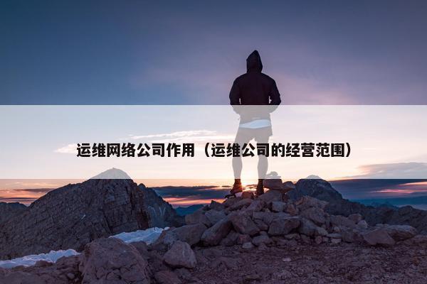 运维网络公司作用（运维公司的经营范围）