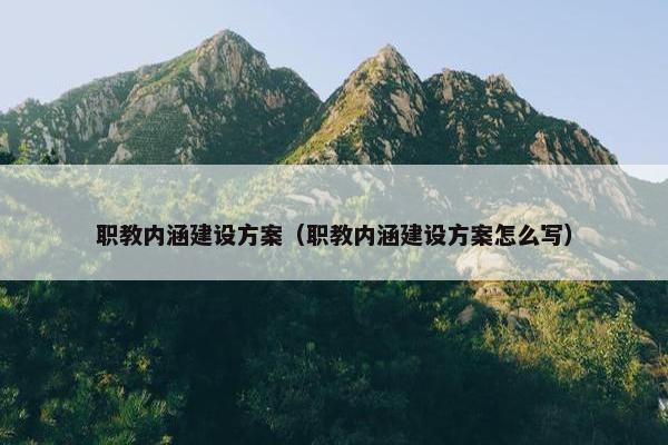 职教内涵建设方案（职教内涵建设方案怎么写）