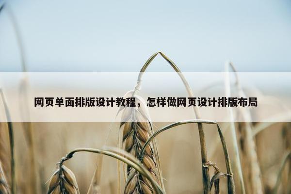 网页单面排版设计教程，怎样做网页设计排版布局