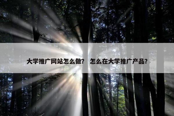 大学推广网站怎么做？ 怎么在大学推广产品？