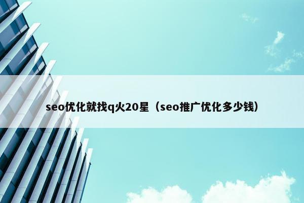 seo优化就找q火20星（seo推广优化多少钱）