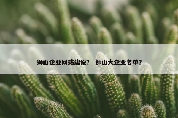 狮山企业网站建设？ 狮山大企业名单？