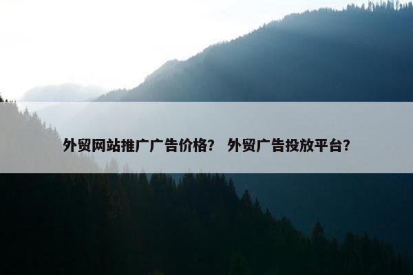外贸网站推广广告价格？ 外贸广告投放平台？