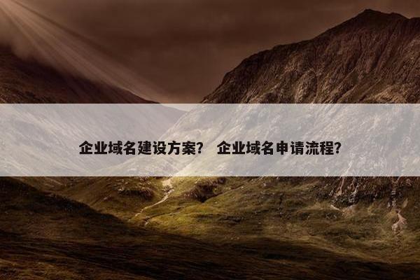 企业域名建设方案？ 企业域名申请流程？