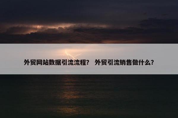 外贸网站数据引流流程？ 外贸引流销售做什么？