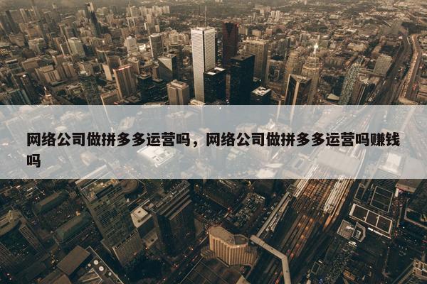 网络公司做拼多多运营吗，网络公司做拼多多运营吗赚钱吗