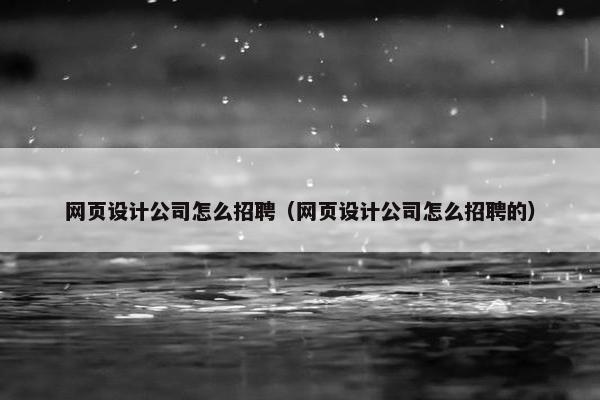 网页设计公司怎么招聘（网页设计公司怎么招聘的）