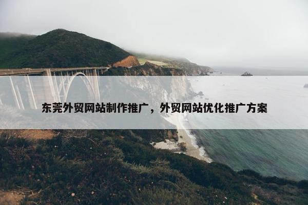 东莞外贸网站制作推广，外贸网站优化推广方案