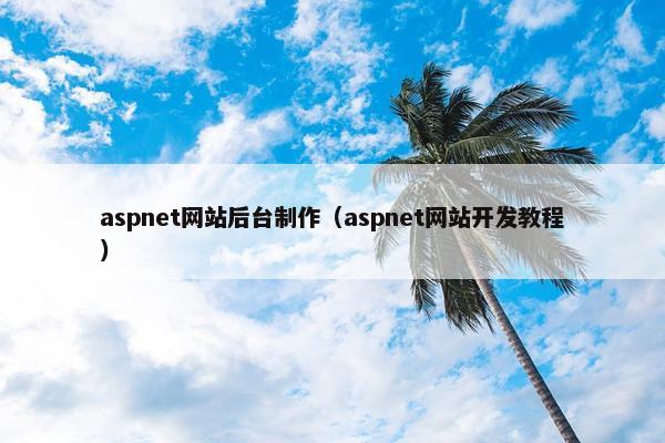 aspnet网站后台制作（aspnet网站开发教程）